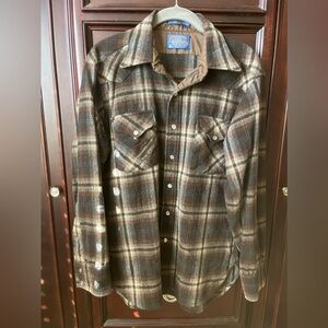 Pendleton Men's Plaid Shirt Jacket - Brown and Cream